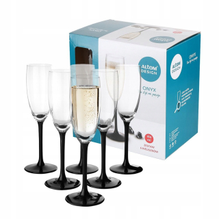 Poháre na víno - Royal Leerdam Onyx poháre na šampanské čierne, priehľadné 180ml 6 ks.